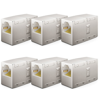deleyCON 6x Netzwerk Kupplung Patchkabel Verbinder RJ45 LAN DSL Kupplung Metall