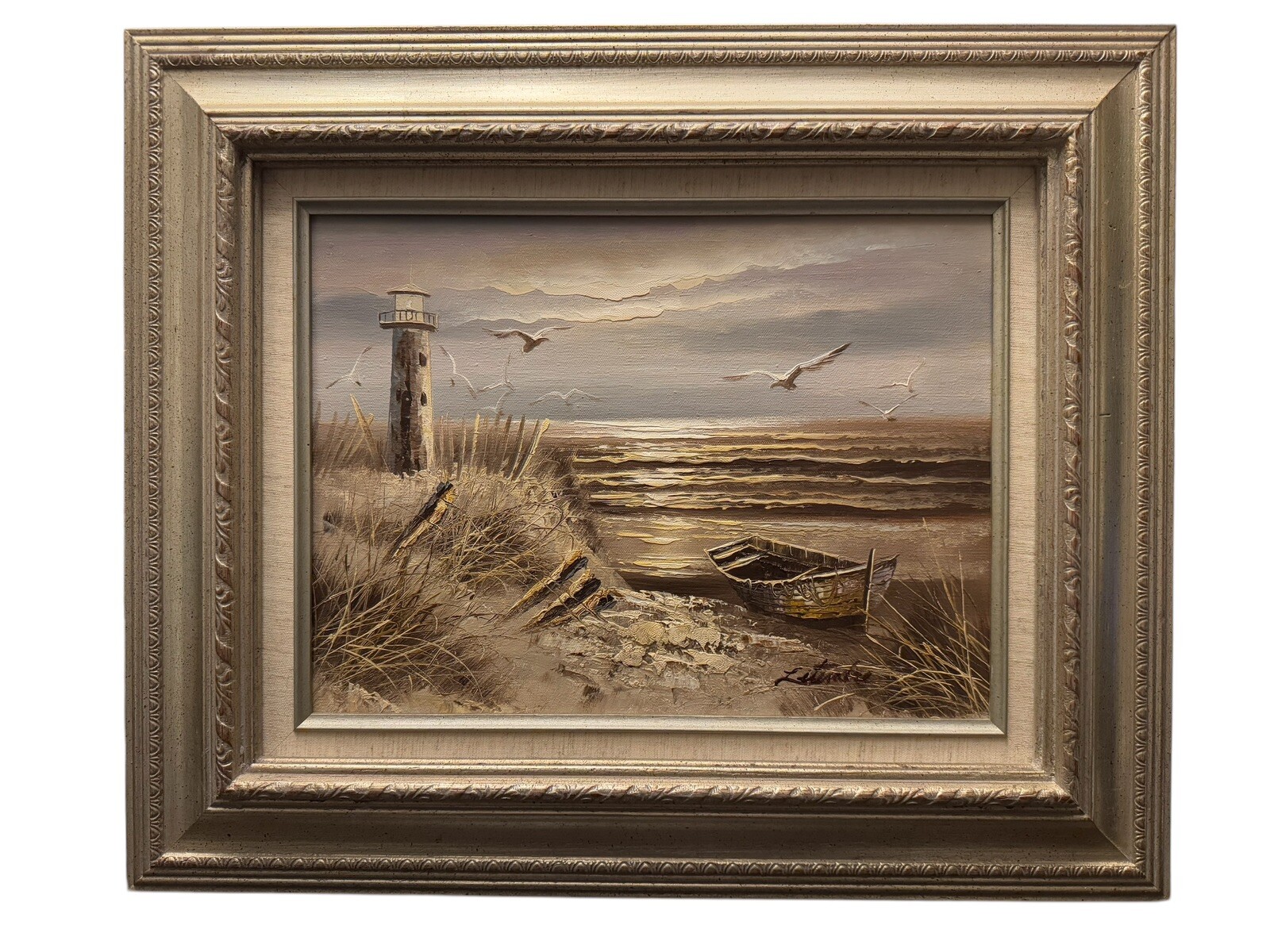 Vintage Certified Original Oil On Canvas Signed Framed Seascape 20” x 24”