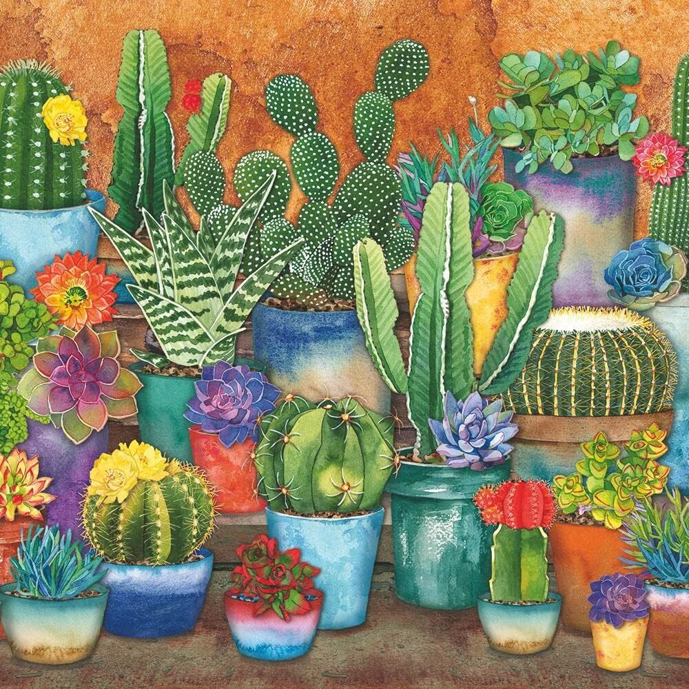 Бумажные салфетки для напитков/коктейлей Southwest Succulents Design,5x5