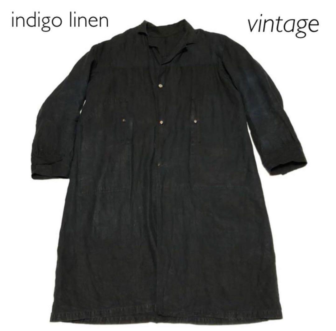 20's Indigo Linen Maquignon Coat 20's Indigo Linen Maquignon Coat