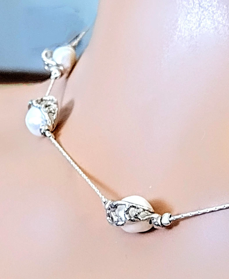 Collar SHABLOOL DIDAE Barroco Perla de Agua Dulce Esterlina 925 18" 16.6g Foto 4 de 4