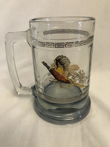 Vintage 1970s Princess House Crystal Glass Stein Beer Mug Pheasant 15OZ #689