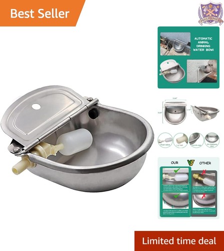 Automatic Animal Waterer Bowl, Stainless Steel, 0.66 Gallon, Outdoor Use