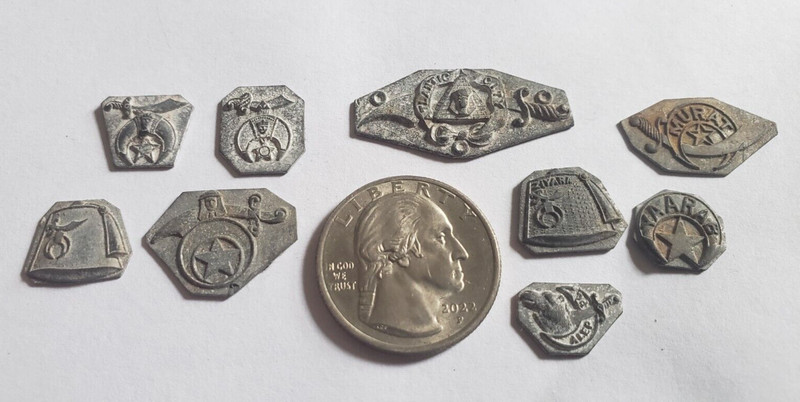 Shriners - Antique Die Struck Pewter (9 items)