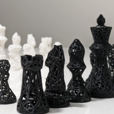 Matrix Voronoi Chess Set, 3D Printed and Lightweight with Multiple Color Options