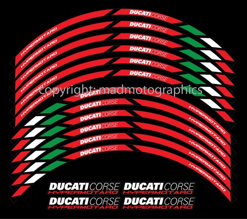 Ducati Hypermotard motorcycle wheel decals rim stickers stripes 939 796 1100 SP - Picture 2 of 2