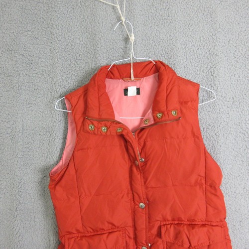J Crew Jacket Women Small Orange Vest Goose Down Puffer Boho - Picture 8 of 8