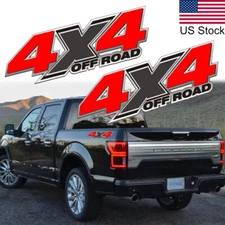 For Ford F-150 2pcs Red 4x4 Off Road Truck Rear Bed Side Decal Vinyl Stickers