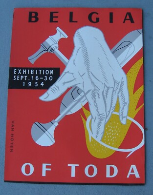 1954 Rare Paperboard Sign Original BELGIA of TODA Exhibition, J. Van Noten 18x24