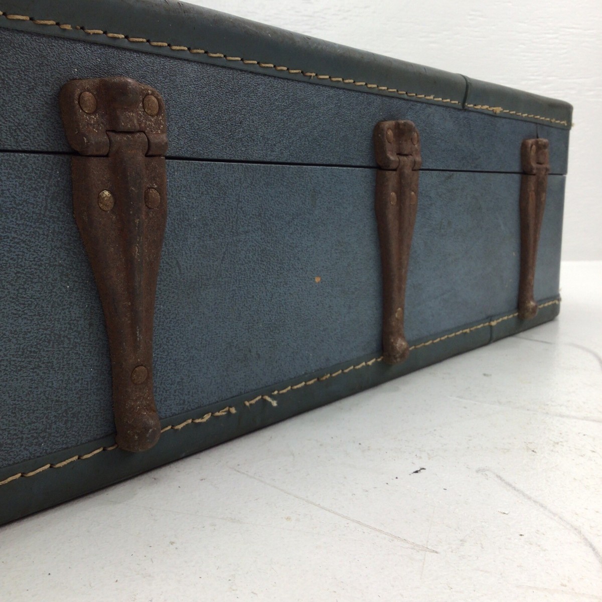 Vintage 1960s Luggage, Monarch Blue Hard Shell Suitcase, midsize