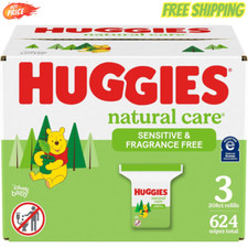 Huggies Natural Care Sensitive Baby Wipes, Unscented, 3 Refill Packs 624 Wipes 
