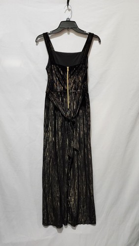 Zunie Girls Long Velvet Jumpsuit Black/Gold, Size 16 - Picture 2 of 6