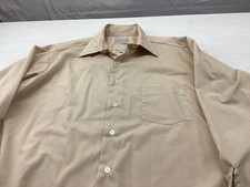 Sears Perma Prest Shirt Mens 17 34 35 XL Tan Button Up Vintage