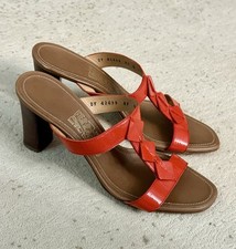 Ferragamo orange strappy mules 7cm heel. Size 8