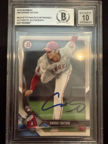 2018 Bowman #49 Shohei Ohtani RC On Card Signed BGS Authentic Beckett Auto 10