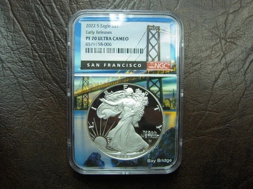 2022-S  Proof  American Silver Eagle NGC PF70 Early Releases BAY BRIDGE