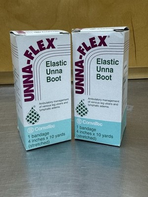 2 Boxes Convatec Elastic Unna Boot Unna-Flex Bandage 4 In x 10 Yards Stretched
