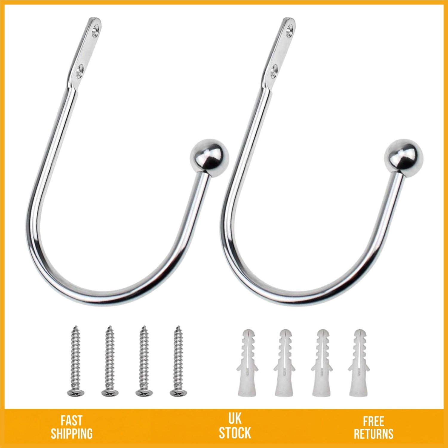 Elegant Metal U Shaped Curtain Holdbacks Modern Wall Mounted Tieback Hooks 2pc