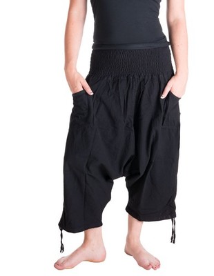 Vishes Boyfriendhose 3/4 Haremshose mit Taschen und elastischem Bund