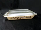 Vintage Pyrex Gold Acorn Leaves Space saver Casserole 548-B, 1.25 Quart with Lid