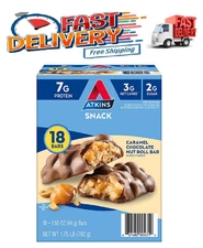 Atkins Anytime Snacks Snack Bar Caramel Chocolate Nut Roll 18 ct