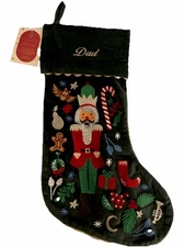 NEW DAD Pottery Barn Kids Rifle Paper & Co. Nutcracker CHRISTMAS Velvet Stocking