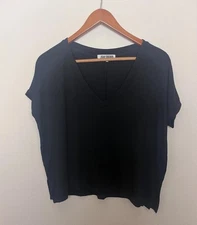 Joah Brown V Neck Modal T Shirt Top One Size Black