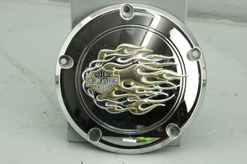 2008 Harley Road King Derby Clutch Cover CHROME FLAMES #3976 - Picture 2 of 7