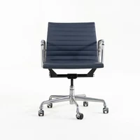 2011 Herman Miller Eames Aluminum Group Management Desk Chair in Blue Leather