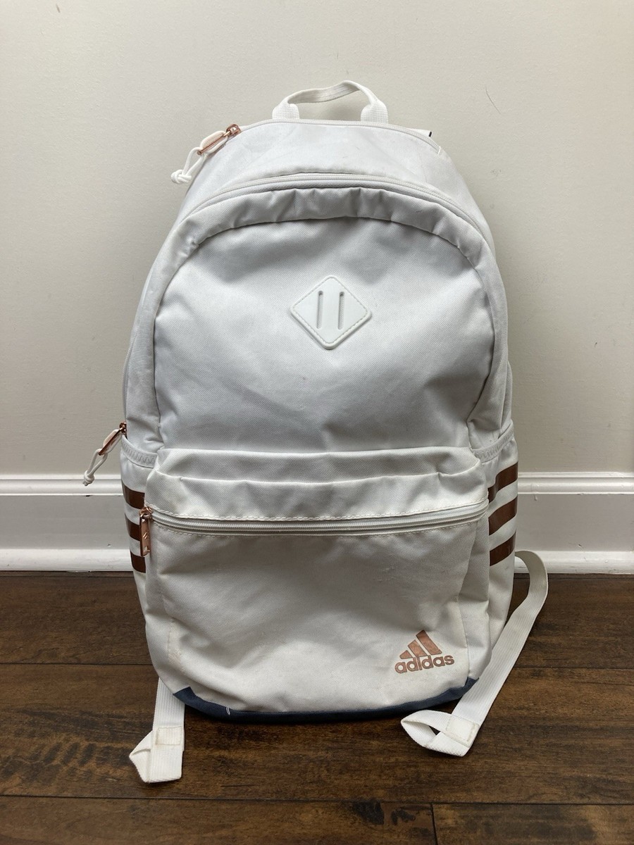 Adidas White Bronze Logo Original Book Bag Backpack 90288 Pre-Owned | eBay