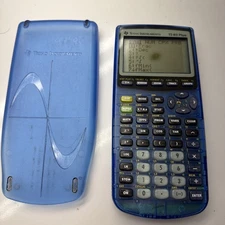 Texas Instruments TI 83 Plus Clear Transparent Blue Graphing Calculator W/Cover