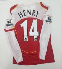2004/05 Arsenal Retro Home Jersey Henry #14 Long Sleeve Vintage Iconic 2005 Red