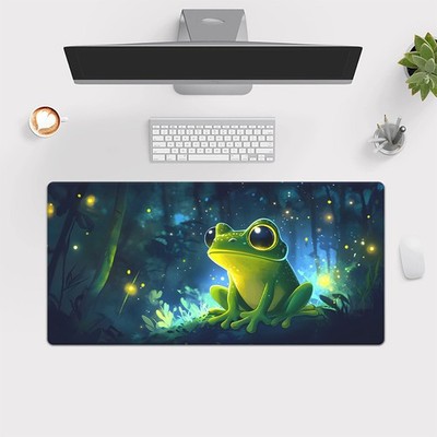 40*90cm[Ideal Gift] 1pc XXL Rubber Mousepad With Cute Frog Design, HD Printed De