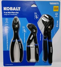 Kobalt Mini Small Pliers 3 Pc. Set Cobra & TwinGrip Style & Parallel Jaw Pliers