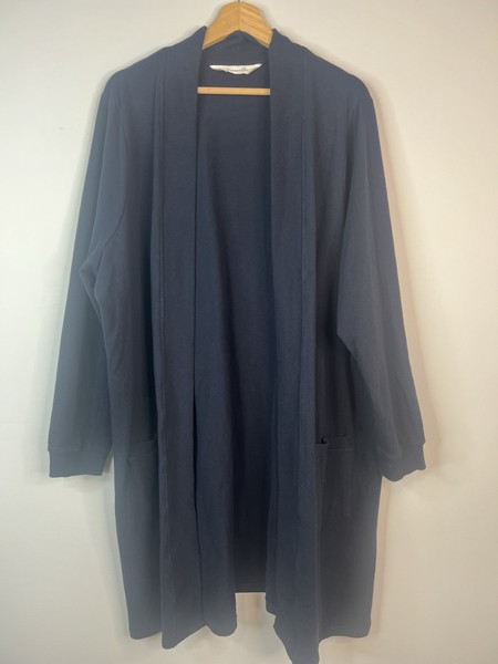 Virtuelle Taking Shape Sz M Navy Cotton Fleece Long Sl  Long Cardigan 