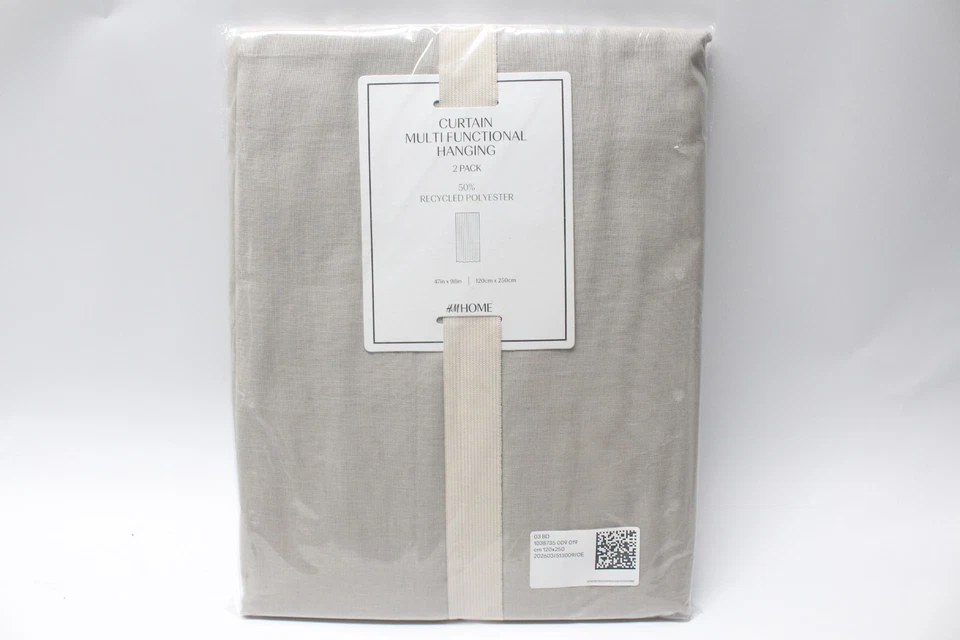 H&M Home Vorhang 2er Set 120 x 250cm Beige Multifunktionsband Neu - Bild 1 von 4