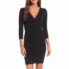James Perse Black Ruched Bodycon Dress Cotton Size 3 (Large)