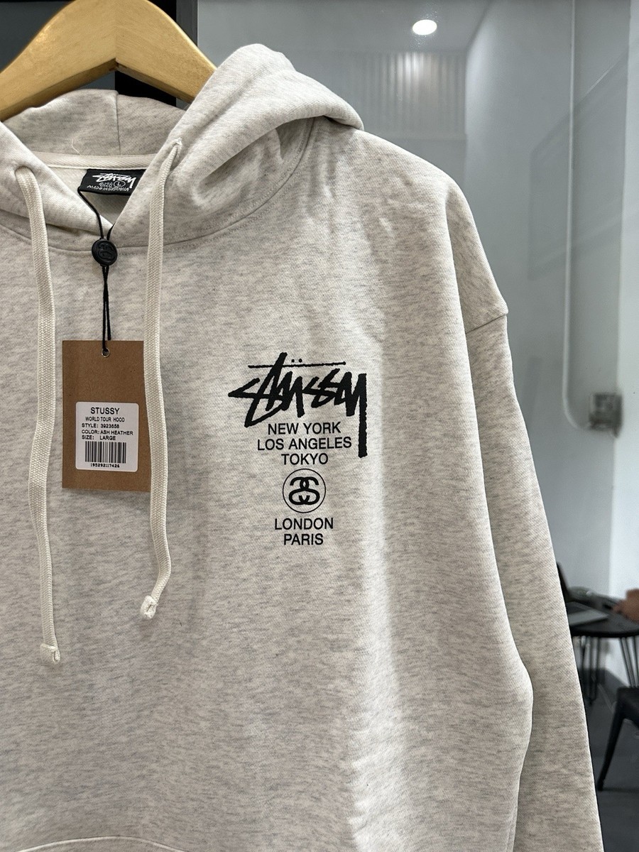 Stussy World Tour hoodie Ash Heather - Large (Only one stock) | eBay