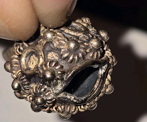 Vintage Mexico Sterling Silver Puffer Fish Green Stone Pendant - Picture 4 of 7