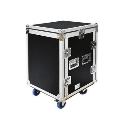 PRORECK 14U Slant Mixer Rack Case 20'' Depth Plywood Rolling Road Case Casters