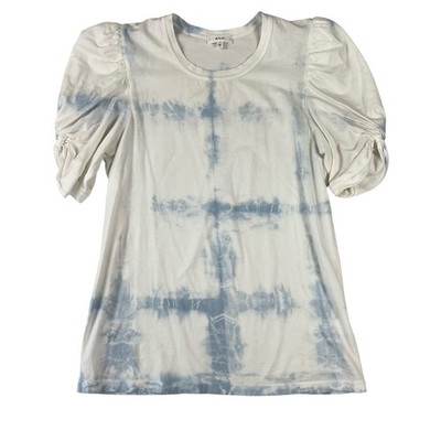 A.L.C. Womens Kati Puff Sleeve Tee XS Ice Blue Tie-Dye 100% Cotton USA
