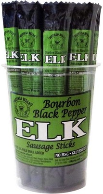 Buffalo Bills Bourbon Black Pepper Elk Exotic Game Sticks 15 sticks per tub