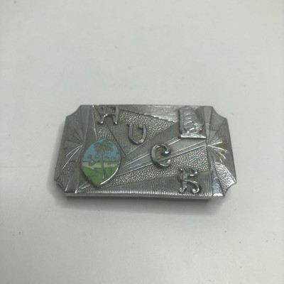 VINTAGE Guam HOOK - FAST BELT BUCKL  (HUCK) With Sail Boat