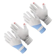 Sun Gloves for Women, 9 Inch & 4Pcs & Ice Silk & Gray Blue