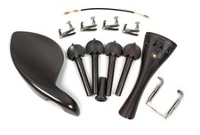 1 Set 4/4 Ebony Violin Kit Fitting with Chin Rest Tailpiece Pegs Endpin