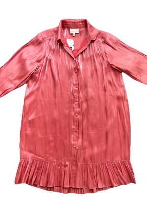 Cinq À Sept Satin  Mini Pink Shirtdress Women's Size 4