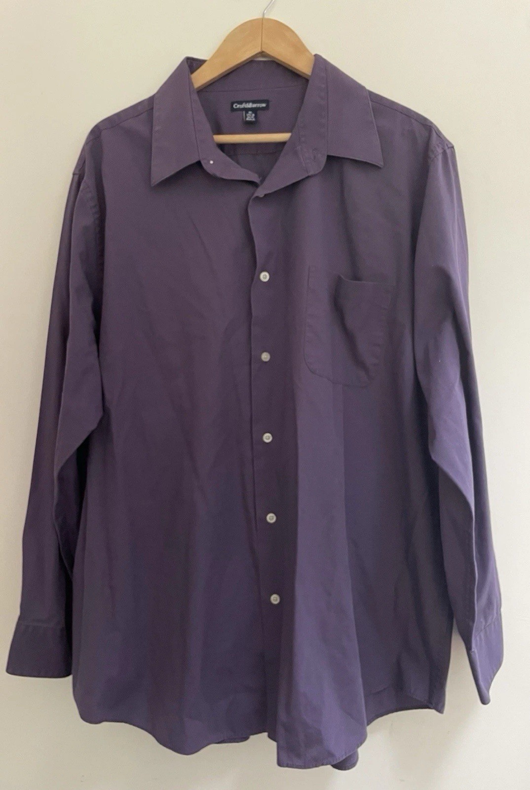 Croft&Barrow Men's Solid Dark Purple Cotton Blend Button-Up Long Sleeve Shirt XL