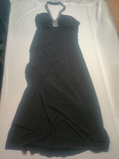Beautiful Black Prom Dress Long Form Fitting Embellished Halter Neck Size 8 NWOT