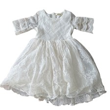 Bow Dream Girls White Lace Flower Girl Dress Size 6 Wedding Formal Flower Girl