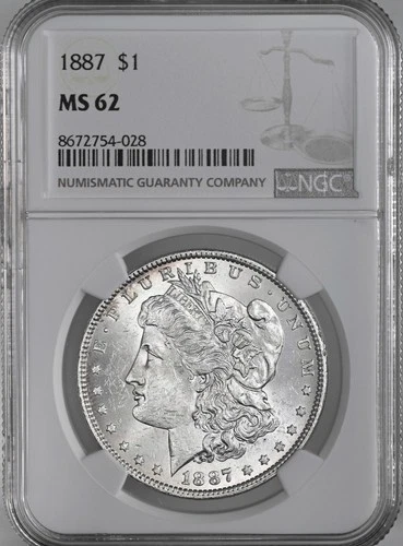 1887-P  $1  MORGAN SILVER DOLLAR  NGC MS62  #8672754-028 "REVERSE TONER / TONED"